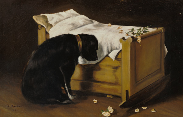 Dog Mourning Its Little Master od A. Archer