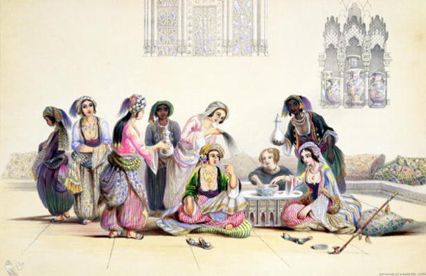 Interior of a Harem, in Cairo (colour litho) od A. Margaretta Burr