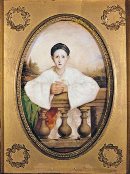 Portrait of Gaspard Deburau (1796-1846) as Pierrot od A. Trouve