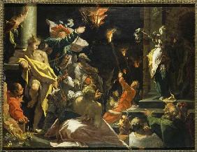 Judith shows the people the head of the Holofernes.