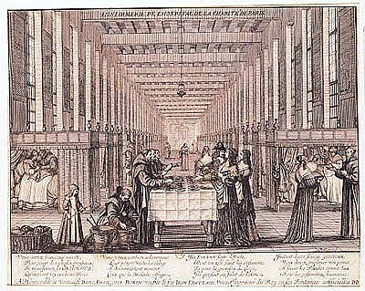 The Infirmary of the Sisters of Charity during a visit of Anne of Austria (1601-66) 1635 (see also 2 od Abraham Bosse