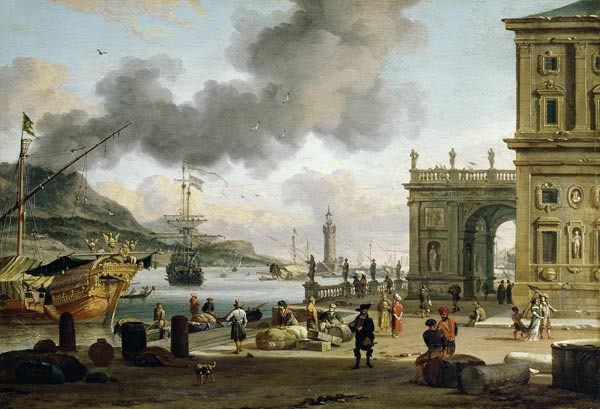 A Mediterranean Harbour Scene od Abraham J. Storck