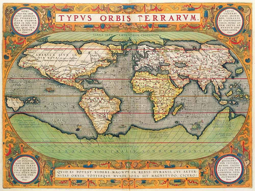 Typus Orbis Terrarum, map of the world, from Ortelius''s ''Theatrum Orbis Terrarum'', Antwerp od Abraham Ortelius