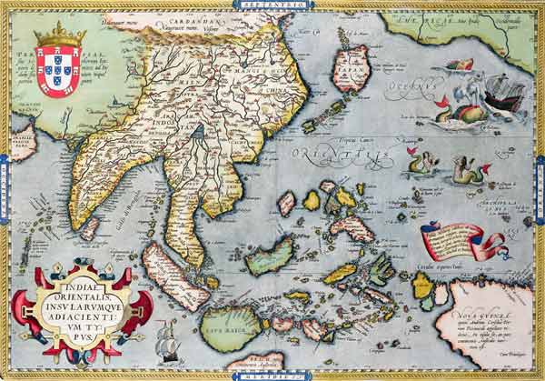 Map of India to New Guinea, c.1570-1603 (coloured engraving) od Abraham Ortelius