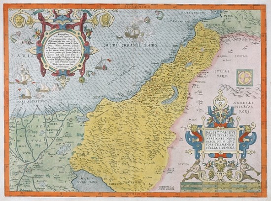 Map of Palestine, from Theatrvm Orbis Terrarvm od Abraham Ortelius