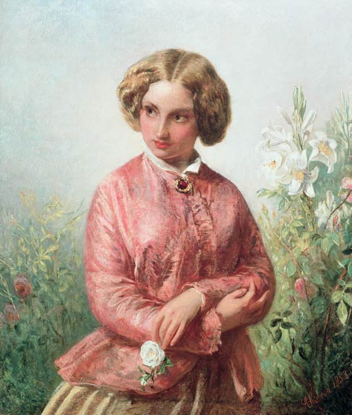 Portrait of a young girl with a rose od Abraham Solomon
