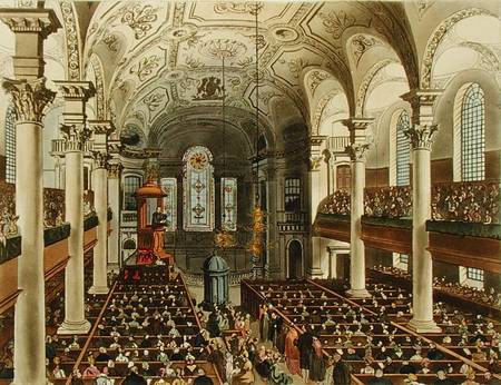 St Martins in the Fields, from 'Ackermann's Microcosm of London', engraved by Joseph Constantine Sta od A.C. Rowlandson