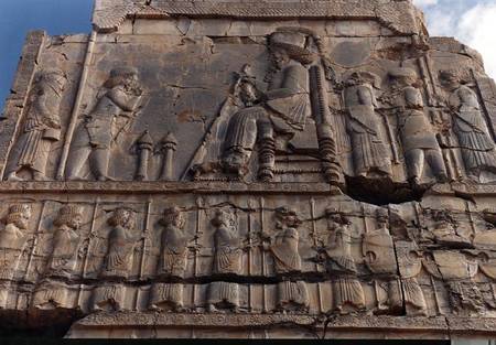 Artaxerxes I (464-24) receiving a grandee in 'Median' dress while Other Dignitaries look on, detail od Achaemenid
