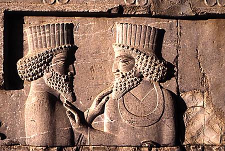 Two dignitaries, from the northern wing of the Apadana east stairway facade od Achaemenid