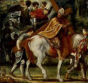 House altar of the cross legend: The move is refused to Heraklius with the cross to horse. od Adam Elsheimer