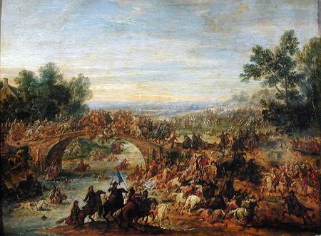 Cavalry Battle on a Bridge od Adam Frans van der Meulen