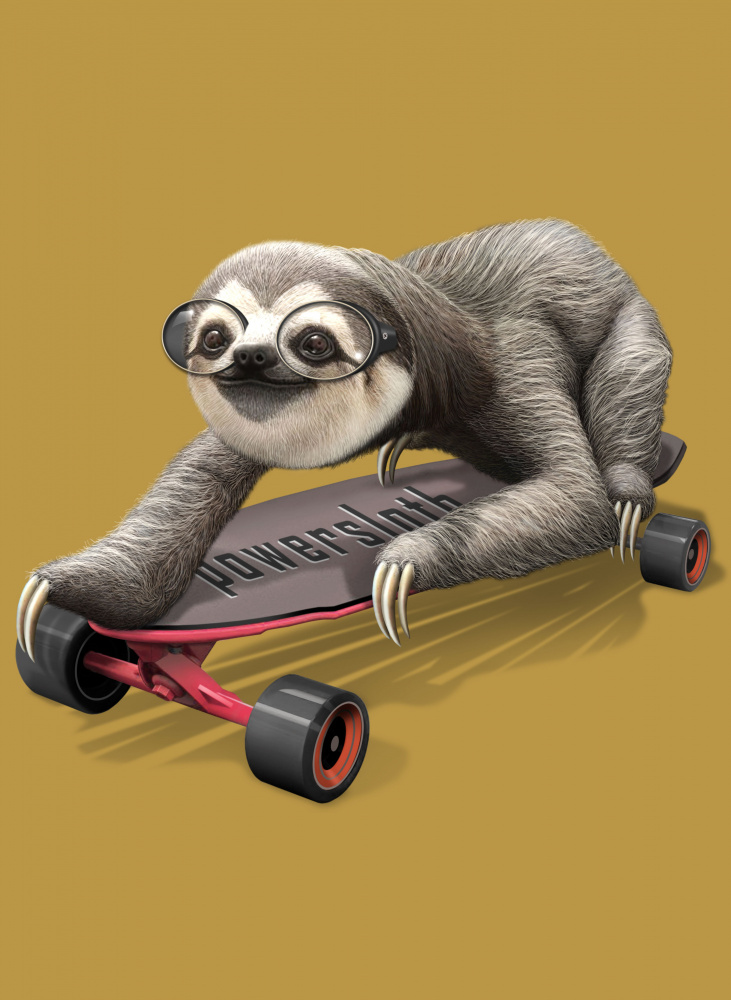 sloth on skateboard od Adam Lawless