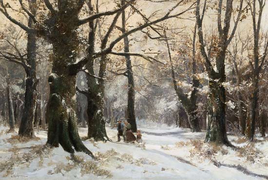 Homecoming by the winter woods. od Adolf Kaufmann