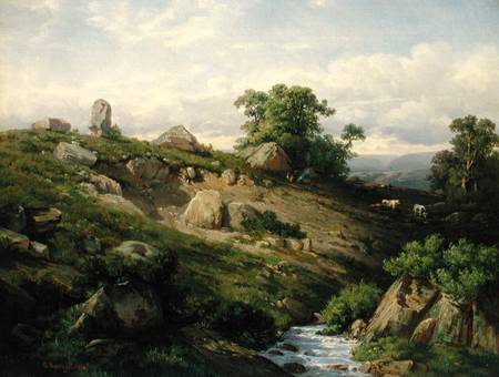 Valley Slope with Rock Fall od Adolf Mosengel