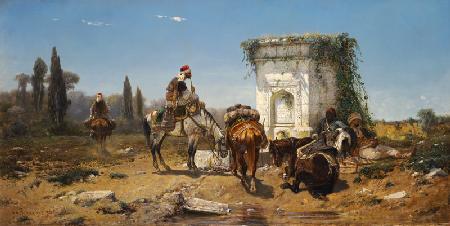 Arabs Resting by a Marble Fountain