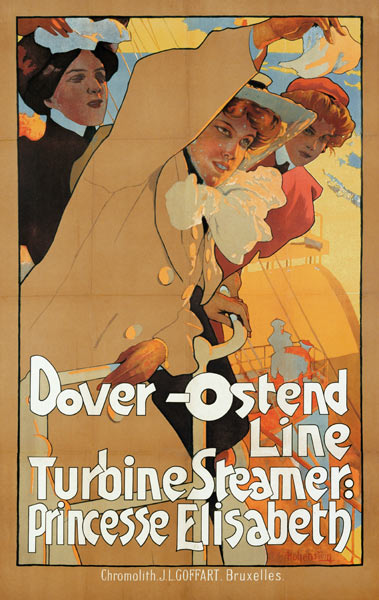 Dover-Ostend Line, Turbine Steamer: Princess Elisabeth (Poster) od Adolfo Hohenstein
