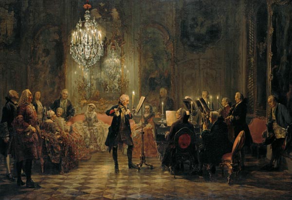 Flétnový konzert od Friedricha des Großen v Sanssouci  od Adolph Friedrich Erdmann von Menzel