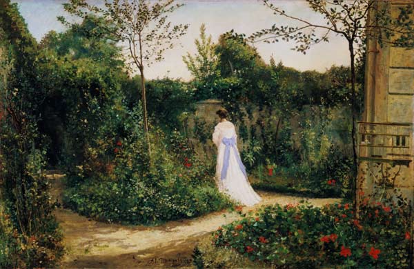 The walk in the garden od Adolph Friedrich Erdmann von Menzel