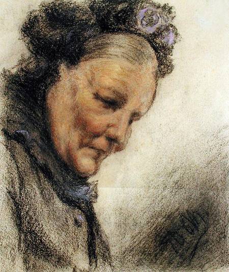 Head of an Old Lady od Adolph Friedrich Erdmann von Menzel