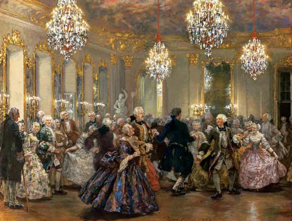 Court ball in the castle Reinsberg od Adolph Friedrich Erdmann von Menzel
