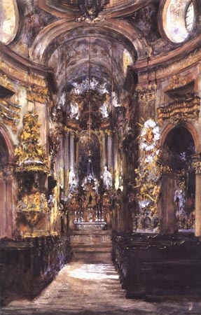 Intérieur de l ' église Saint Pierre de Vienne od Adolph Friedrich Erdmann von Menzel