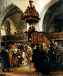 Preach in the old monastery church to Berlin od Adolph Friedrich Erdmann von Menzel