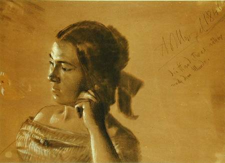 Study for a portrait of Mrs Von Maercker od Adolph Friedrich Erdmann von Menzel