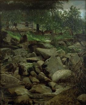 Menzel / Mountain Stream with Hut / 1871