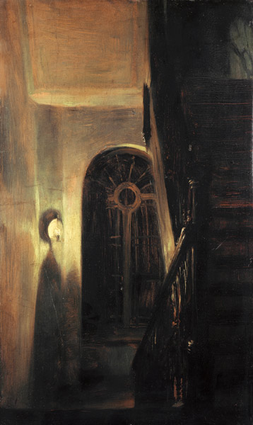 Treppenflur bei Nachtbeleuchtung od Adolph Friedrich Erdmann von Menzel