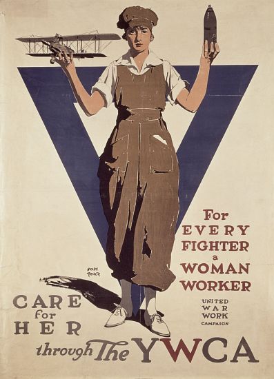 For Every Fighter a Woman Worker, 1st World War YWCA propaganda poster od Adolph Treidler