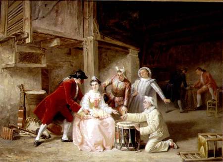 Group of musician actors gambling od Adolphe Francois Monfallet