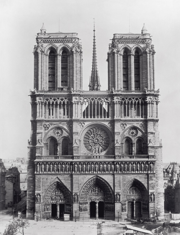 Facade of Notre-Dame, Paris, late 19th century (b/w photo)  od Adolphe Giraudon