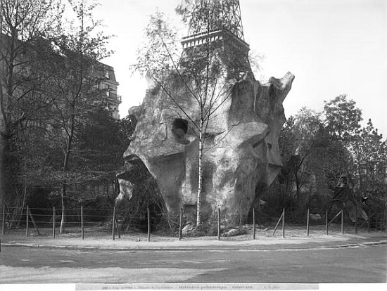 Prehistoric house at the Universal Exhibition of 1889 in Paris, architect Charles Garnier (1825-98) od Adolphe Giraudon