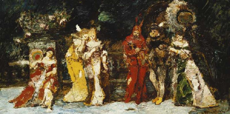 Darsteller auf einer Terrasse mit Faust und Mephisto od Adolphe Jos.Th. Monticelli