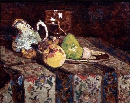 Still life with white pitcher od Adolphe Jos.Th. Monticelli