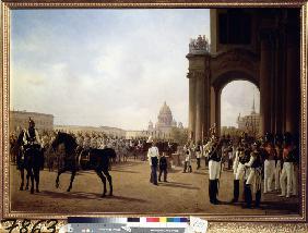 Parade at the Palace Square in St. Petersburg