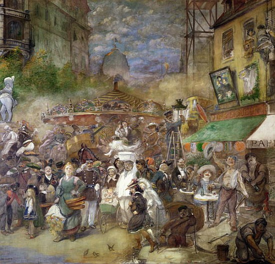 Decorative panel depicting Paris, Salon de la Commission du Personnel od Adolphe Leon Willette