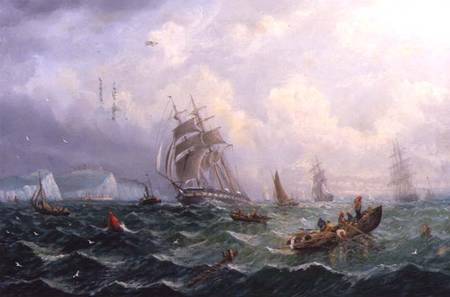 Shipping in Choppy Seas of Scarborough od Adolphus Knell