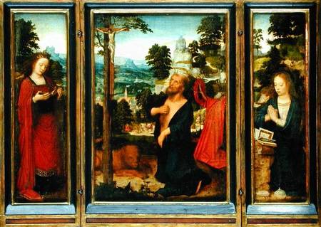 Triptych with St. Jerome, St. Catherine and Mary Magdalene od Adriaen Isenbrandt or Isenbrant