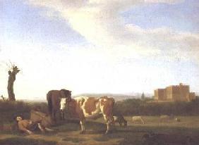 A Pastoral Landscape with a Sleeping Herdsman