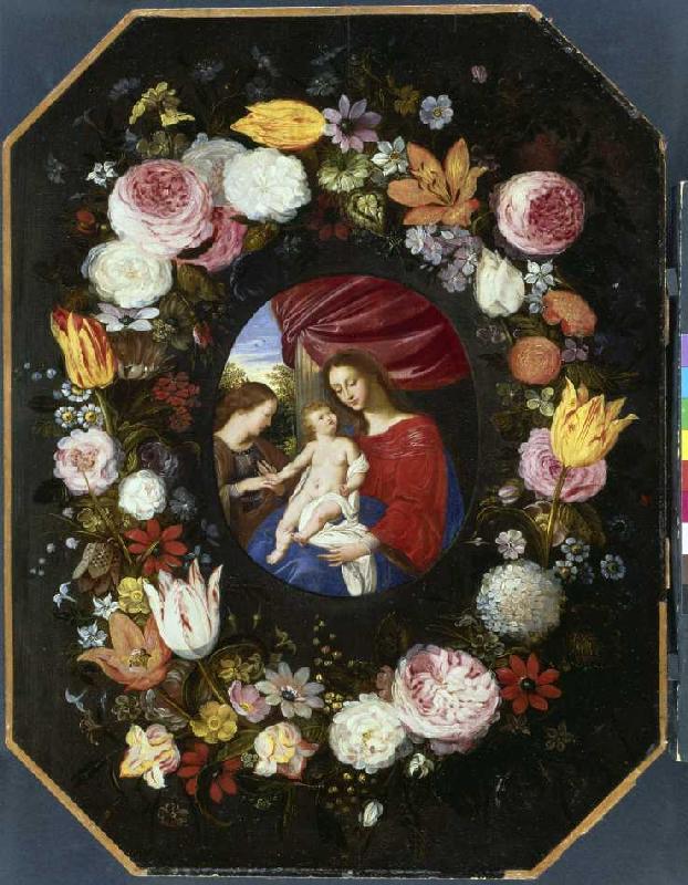 Madonna in the floral wreath. (the flowers of Jan Brueghel of this year) od Adriaen van Stalbemt
