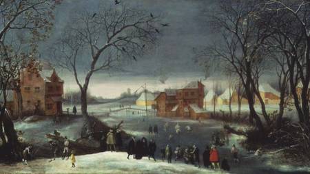 Winter Landscape with Skaters (panel) od Adriaen van Stalbemt