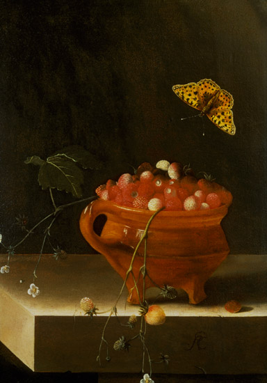 A Pot of Wild Strawberries od Adrian Coorte