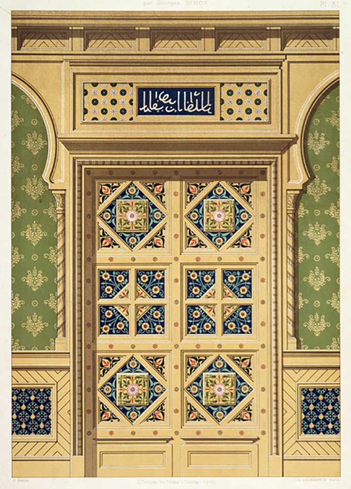 A Moorish door, illustration from La Decoration Interieure, published c.1893-94 od Adrien Simoneton