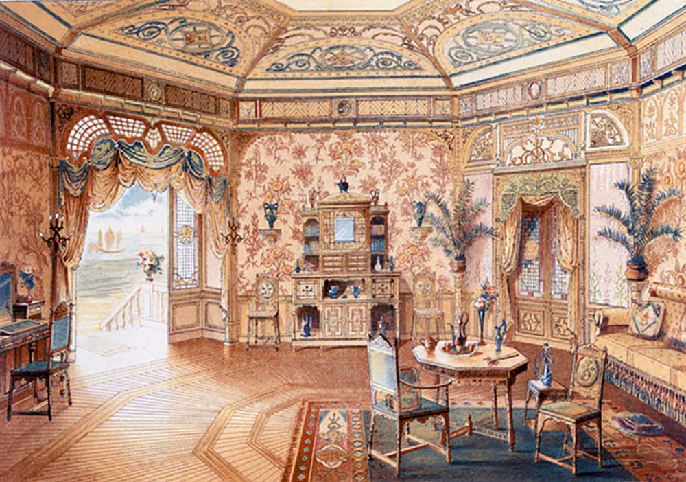 English style garden house, from Interior Decoration, 1893 od Adrien Simoneton
