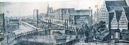 Granaries in Gdansk on the Maltawa River, illustration 9 from the album, 'Praecipuorum Locorum et Ae od Aegidius Dickmann