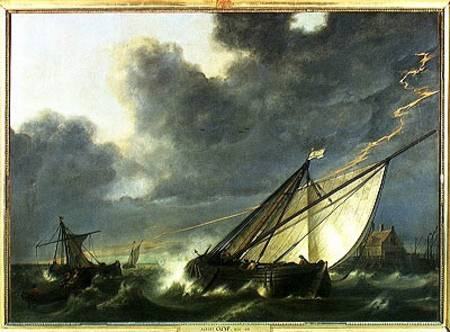 Boats in the Estuary of Holland Diep in a Storm od Aelbert Cuyp