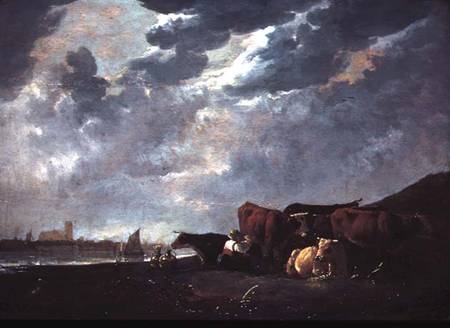 Cattle near the Maas, with Dordrecht in the Distance od Aelbert Cuyp