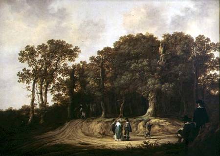 A Wooded Landscape with the Artist Sketching od Aelbert Cuyp