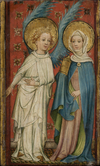 The Angel and Mary Magdalene at the Sepulchre od Älterer Meister der Aachener Schranktüren